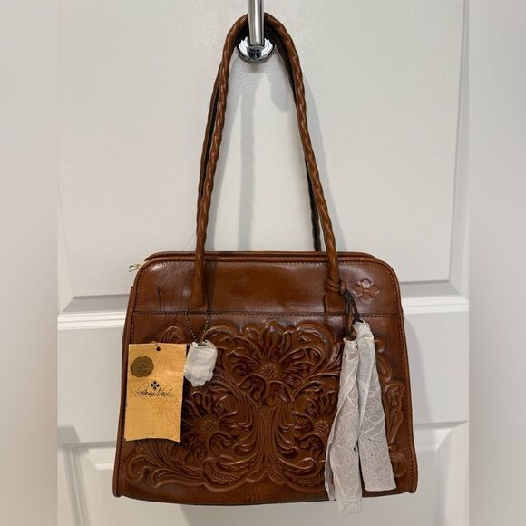 Patricia‎ Nash Vintage- Inspired Paris Large Satchel Bag Burnished Tooled, $299 - Picture 6 of 12